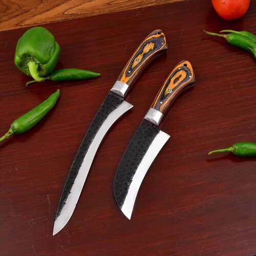 Handmade Damascus Chef set of 8pcs With Leather Cover