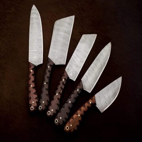 5Pcs Hand Forged Damascus Steel Chef Set