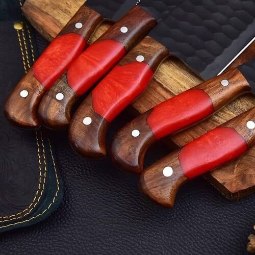 Personalized Handmade Damascus Knife Set  Steel Kitchen Knives