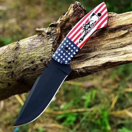 Damascus Steel Viking Hunting Knife Rose Wood Handle Fixed Blade Utility Knife 8" Inches Knife