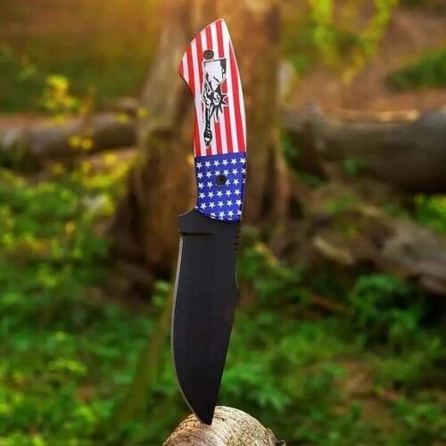 Damascus Steel Viking Hunting Knife Rose Wood Handle Fixed Blade Utility Knife 8" Inches Knife