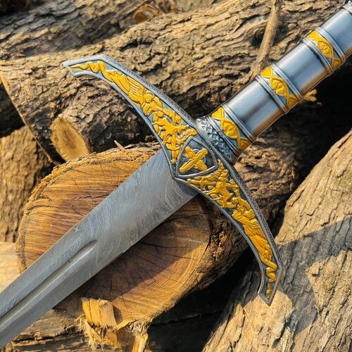 Handmade Templar Knights Sacred Holy Longsword Ornate Full Length Steel Sword.