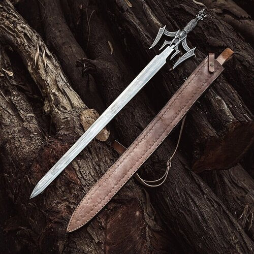 Authentic Hand-Forged Viking Sword Replica - Norse Collector's Blade with Leather-Wrapped Handle.
