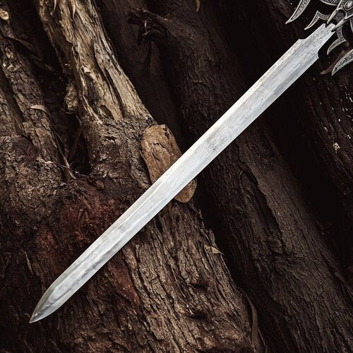 Authentic Hand-Forged Viking Sword Replica - Norse Collector's Blade with Leather-Wrapped Handle.